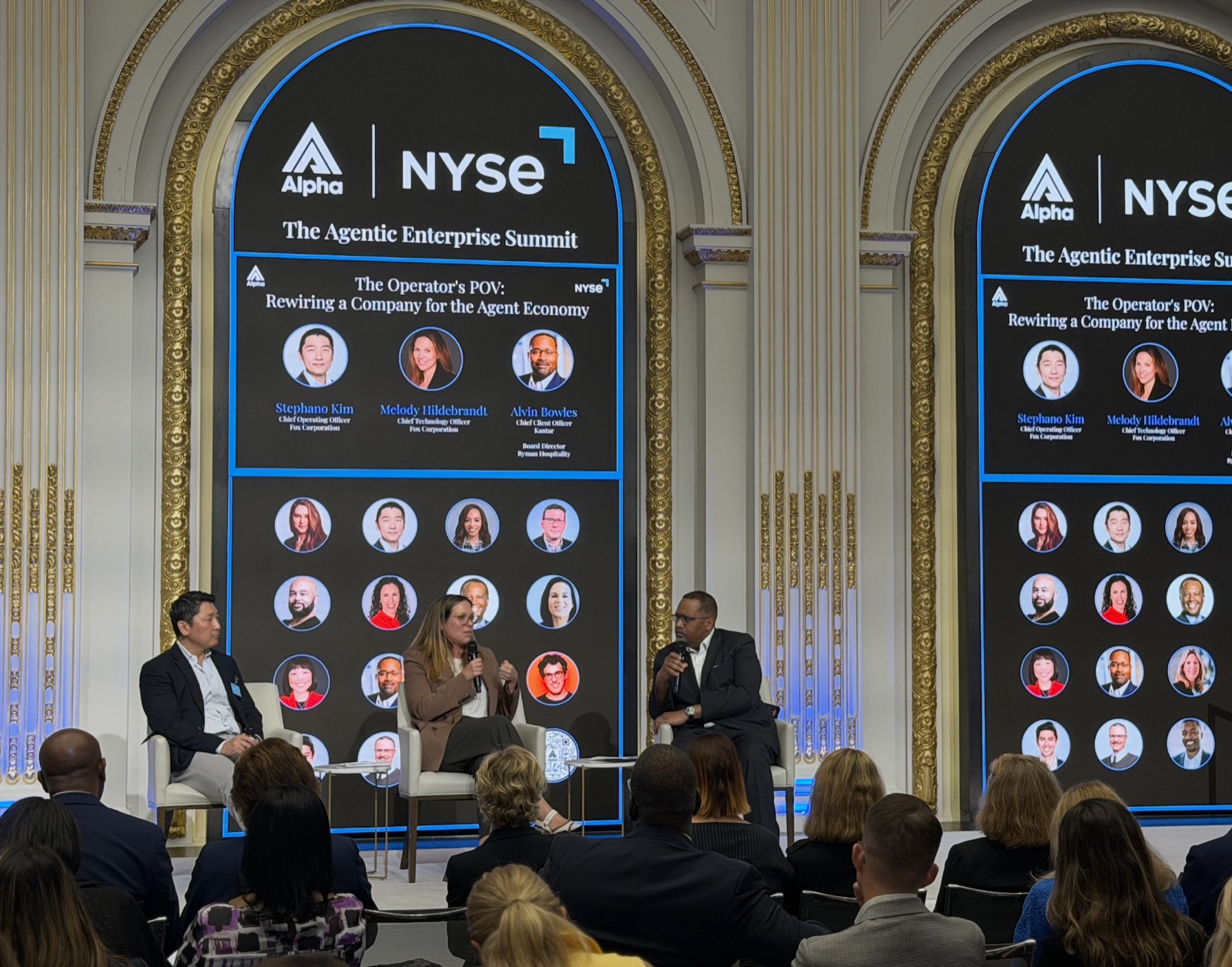A three-person panel discussing the operator's point of view at the Agentic Enterprise Summit.