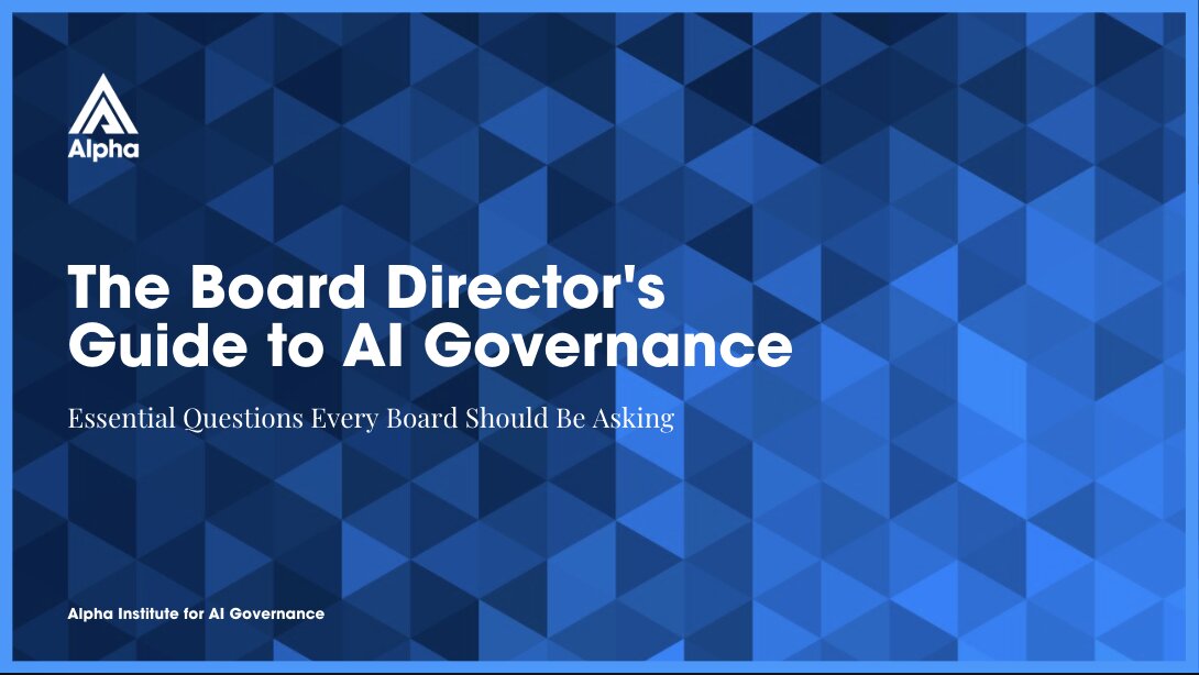 Boardroom materials arranged for an AI governance discussion.
