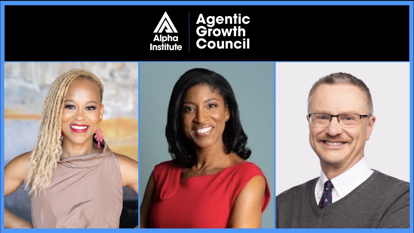 Agentic Growth Council launch artwork featuring Esi Eggleston Bracey, Najoh Tita-Reid, and Jim Lecinski.
